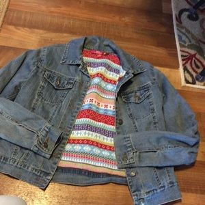 So sweater lined blue jean jacket size S